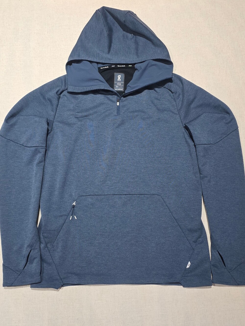 On Running Men's Hooded Half-Zip Sweatshirt Navy Blue Mens Large